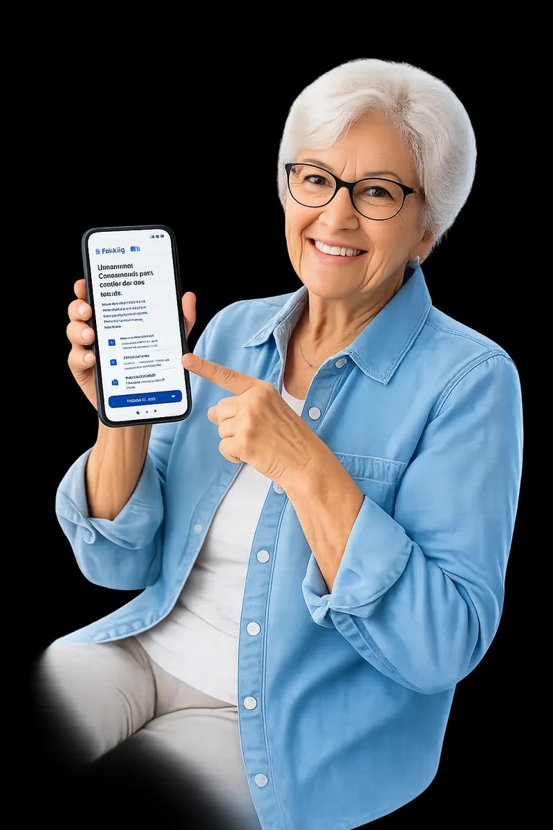 Usuária acessando o Trakly Health pelo celular